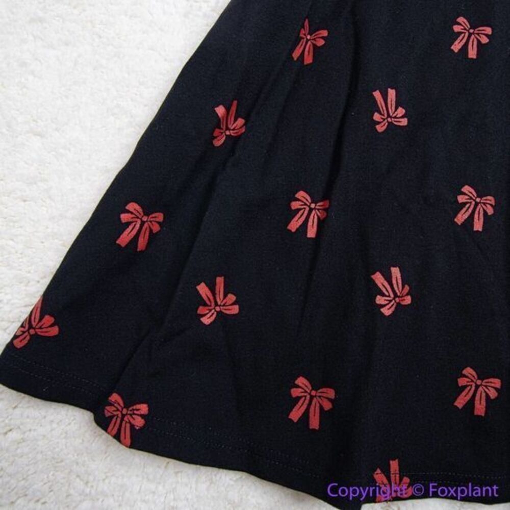 Unique Vintage Black & Red Bows Print Stephanie Fit & Flare Dress, 3X - Picture 7 of 16